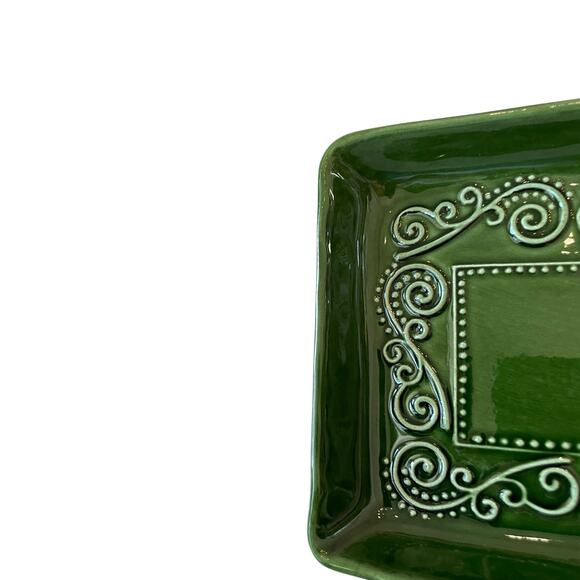 Maioliche Jessica Serving Tray Platter 12in Green Stoneware Made in Italy NEW - Picture 6 of 10